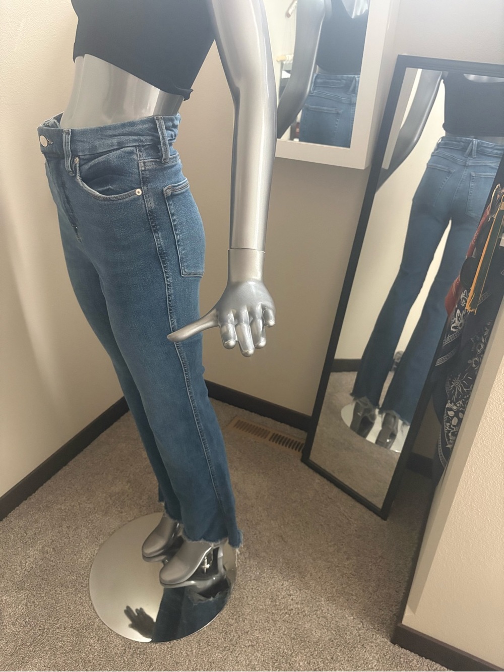 Good American Blue Bootcut High-Rise Jeans